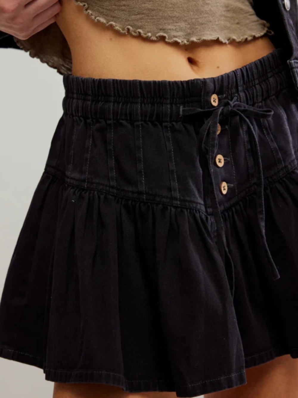 Free People We The Free Roselle High Rise Black Denim Mini Skirt New! - Picture 6 of 11